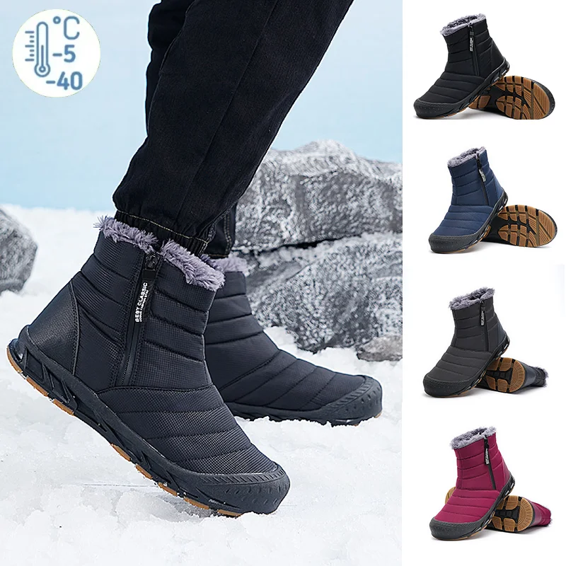 

Unisex Winter Waterproof Warm Velvet Snow Boots Outdoor Adventure Hiking Skiing Hunting Fishing Mountain Climbing Snow Boots