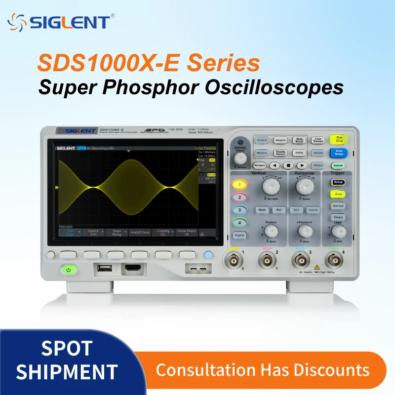 Siglent Super Fluorescence Oscilloscope SDS1104 // 1204X-E ثنائي/قناة رباعية عرض النطاق الترددي 200 متر