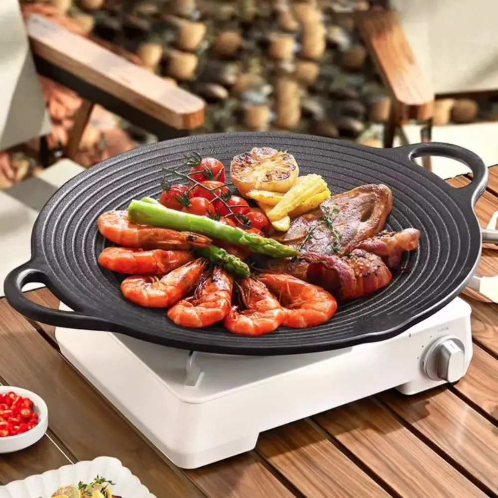 

Аксессуар для барбекю, сковорода-гриль для барбекю в корейском стиле, антипригарное покрытие, сковорода для барбекю с ручкой, круглая пластина для гриля, пикник