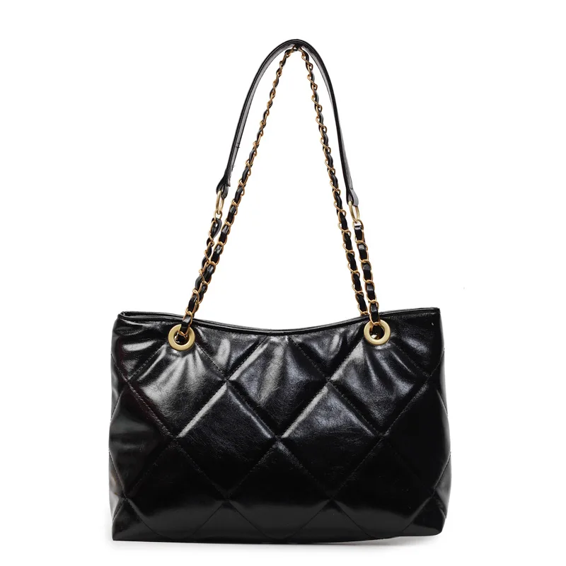 

Новая женская нишевая стеганая сумка на цепочке в стиле ретро — универсальная сумка через плечо через плечо, большая пригородная сумка сезона SS