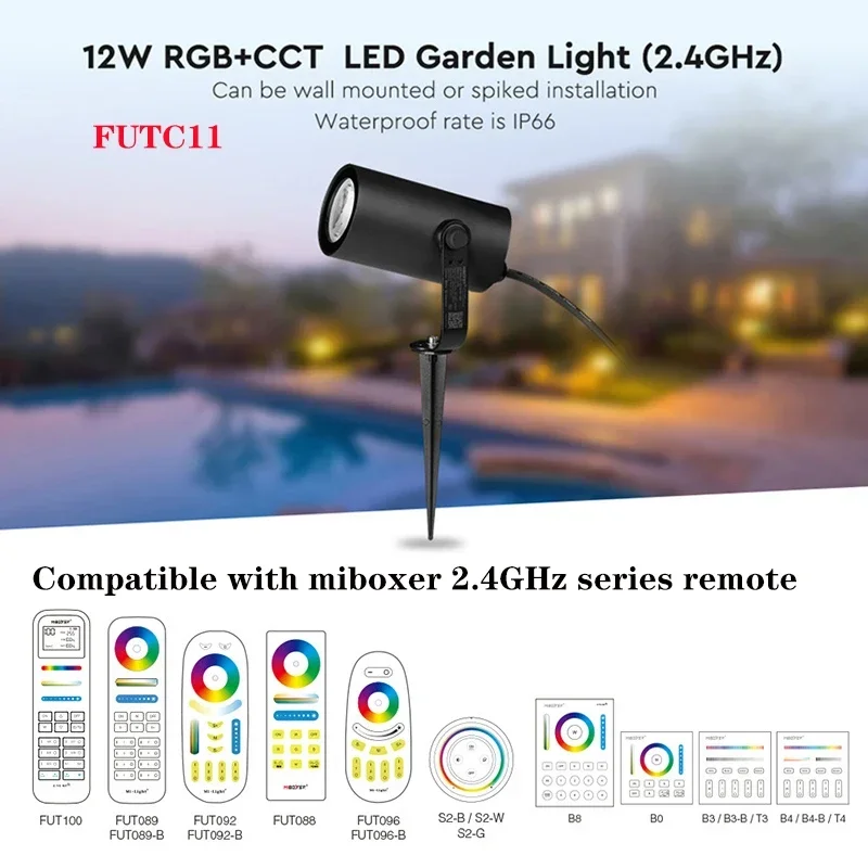 

Miboxer 2.4G 12W RGBCCT LED Garden Light Smart Outdoor LED Spike Lights AC100-240V Garden Lamp waterproof IP66