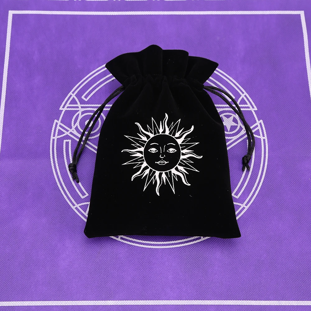 1Pcs 13x18cm Tarot Storage Velvet Bag Drawstring Pocket Board Game Card Embroidery Package Witchcraft Supplies for Altar Tarot