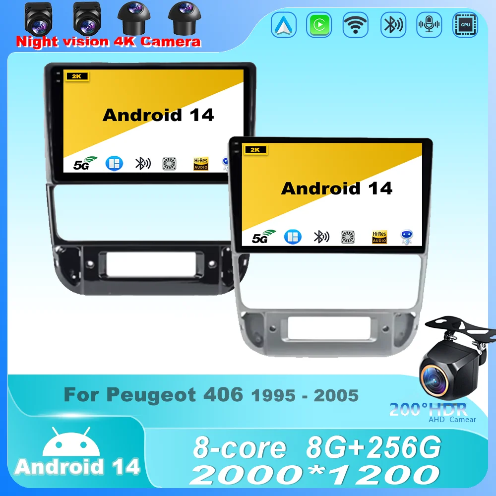 

Car Radio For Peugeot 406 1995 - 2005 Android 14 Multimedia Player Stereo Navigation GPS Wireless Carplay QLED Screen 4G 7862 BT