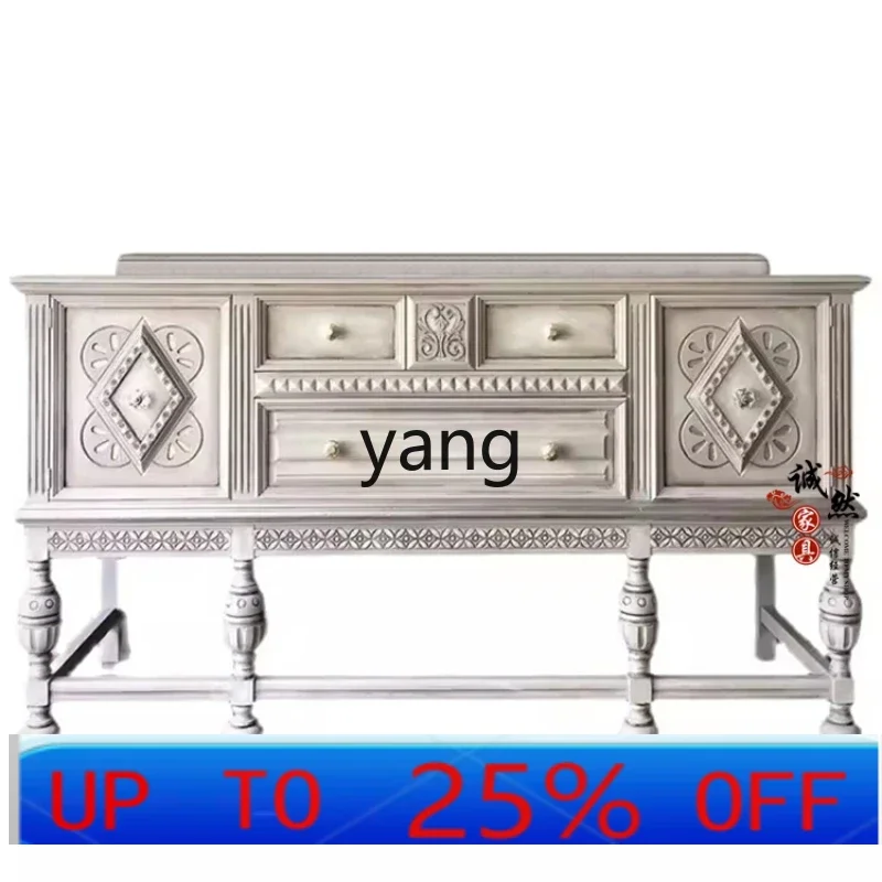 

LMM retro entrance cabinet villa living room decorative cabinet white old dining side cabinet