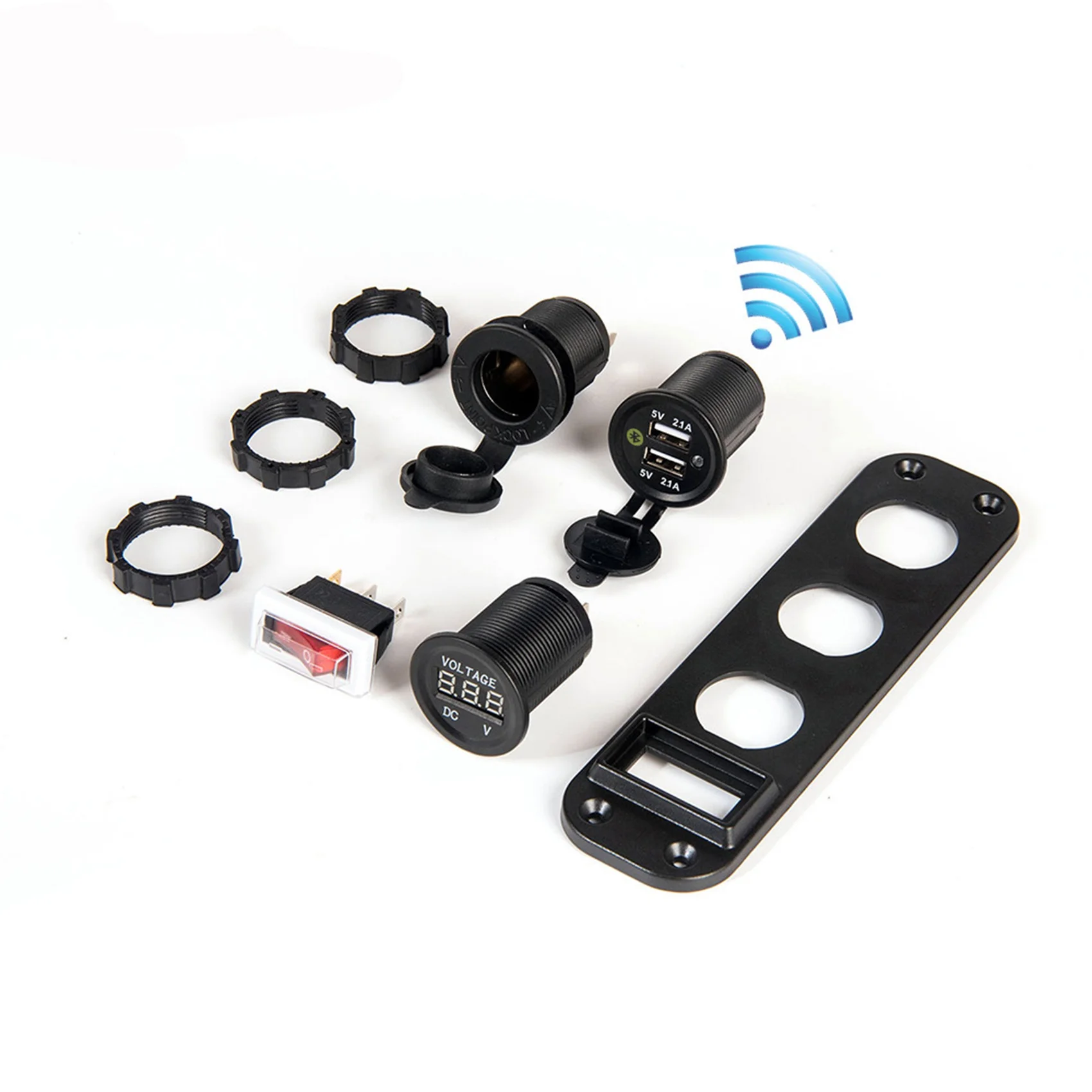 

Rare 3X 4 In 1 Dual QC3.0 Power C-Igarette Lighter Socket Digital Voltmeter With Rocker Switch
