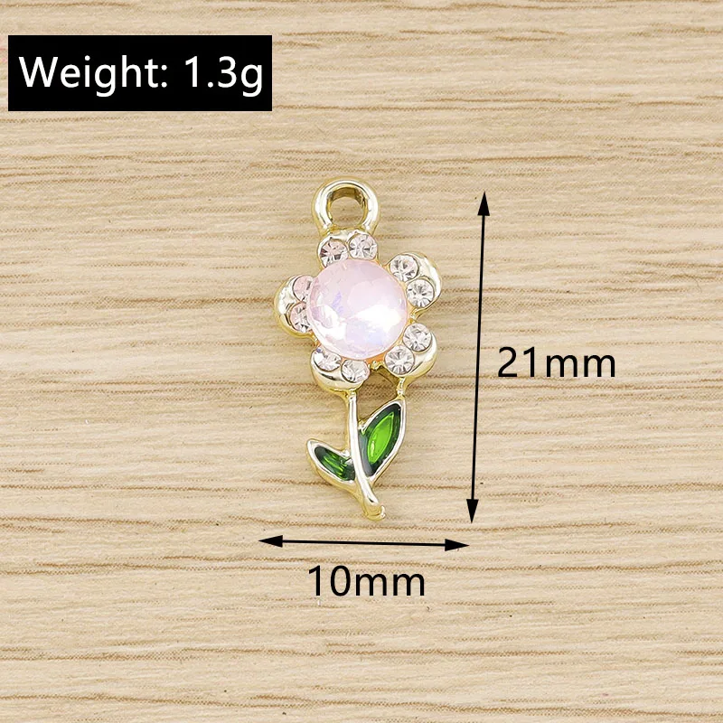 Tusember 10 Stück 14*18mm Niedliche Exquisite Kristallblumen-Anhänger für Schmuckherstellung DIY Tropfenohrringe Halskette Basteln – Detail 13