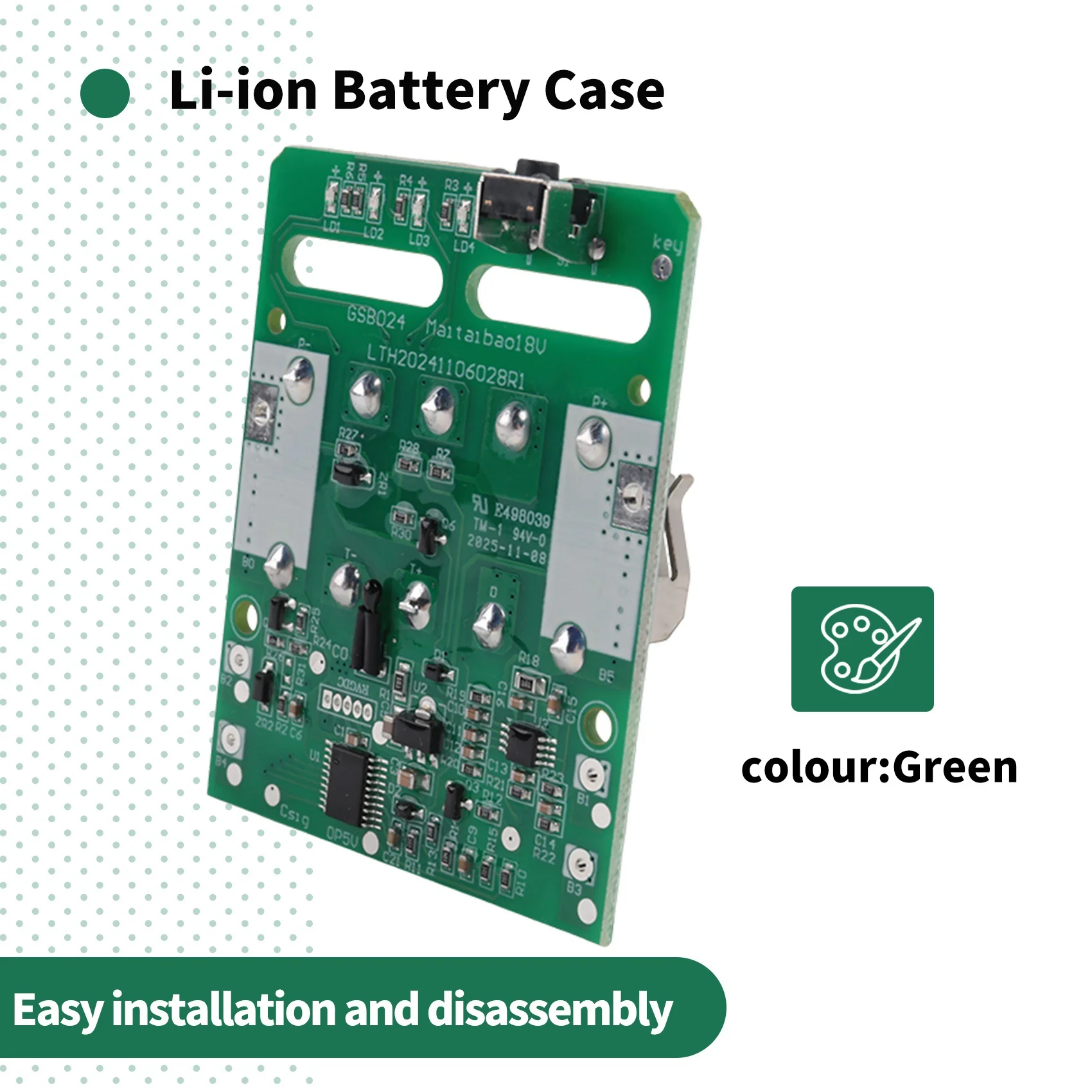 A03F Charging Protection Circuit Board PCB for Metabo 18V Li- Battery Rack - Replacement Part for Battery Case, 1 Pcs