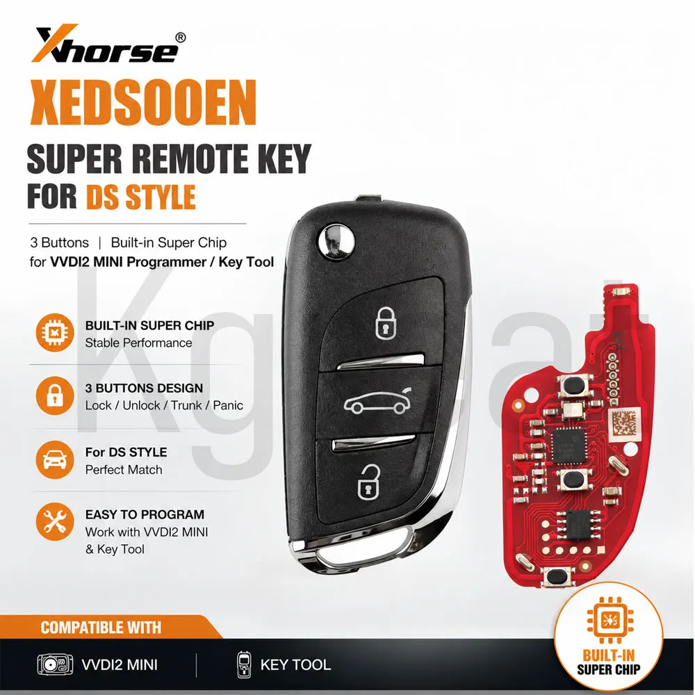 Xhorse XEDS21EN Super Remote Key 3 Button for DS Style with Built-in Super Chip Universal Car Remote Key for VVDI2/VVDI Key Tool