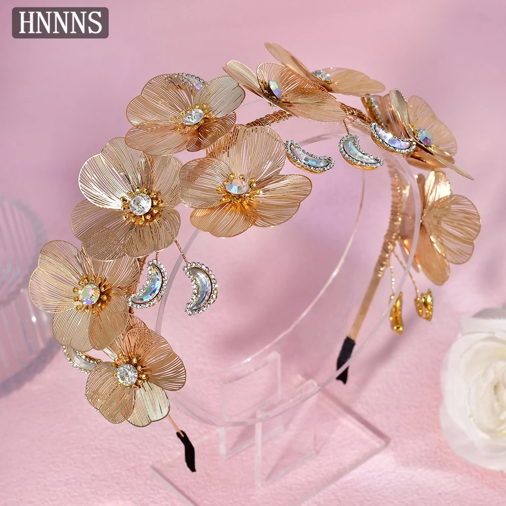 

TOPQUEEN Exquisite Bridal Wedding Gold Color Head Hoop Hair Accessories Newest Fashion Women Handmade Blossom Headpiece YXA410