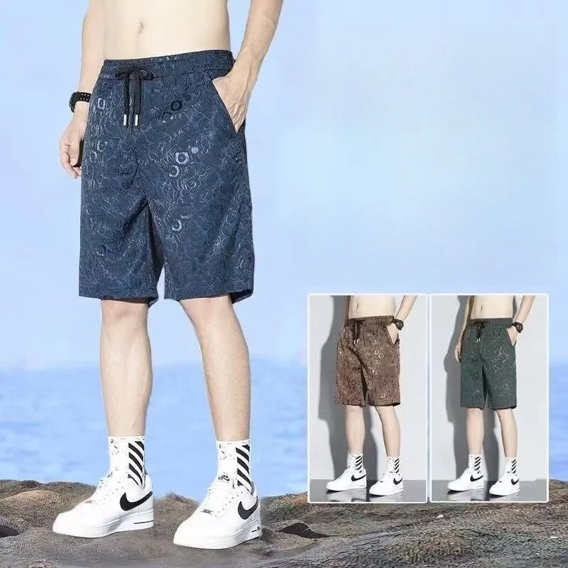 Tie Dye Print for Men's Shorts Thin Loose Breathable Sports Knee Length Shorts Ice Silk Outdoor Summer Gym Vacation Short Pants