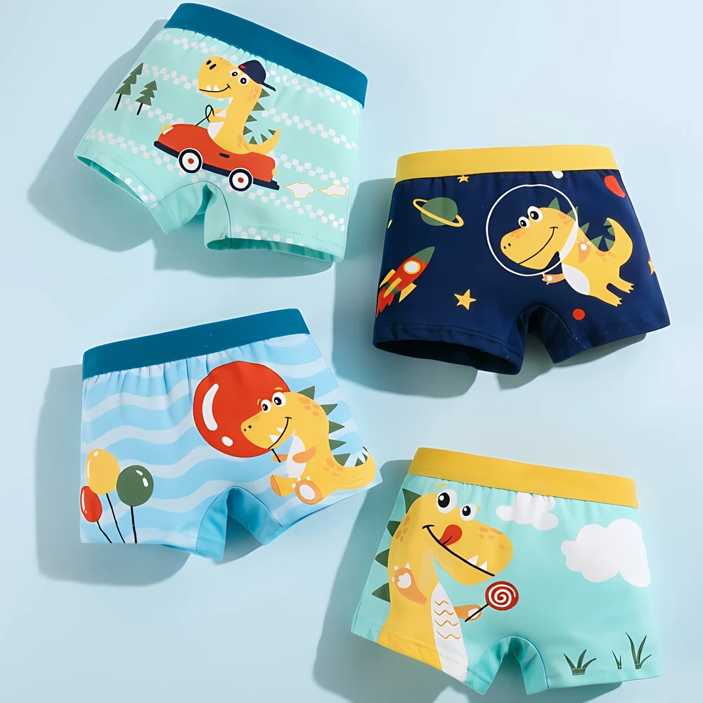 1/4/8 Pcs Lot Boys Boxer Sets Briefs Kids Cotton Underwear Baby Underpants Teenager Cartoon Dinosaur Car Print Children Panties