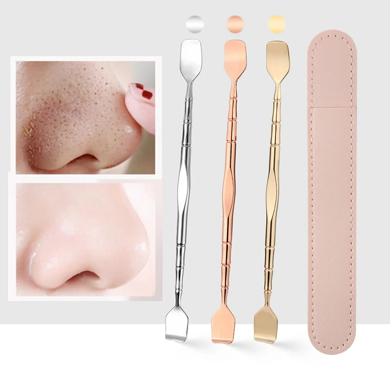 Spatule en acier inoxydable pour soins de la peau du visage, outil de préparation des pores, extracteur de boutons, dissolvant de points noirs, nettoyage en profondeur du visage, Popper d'acné