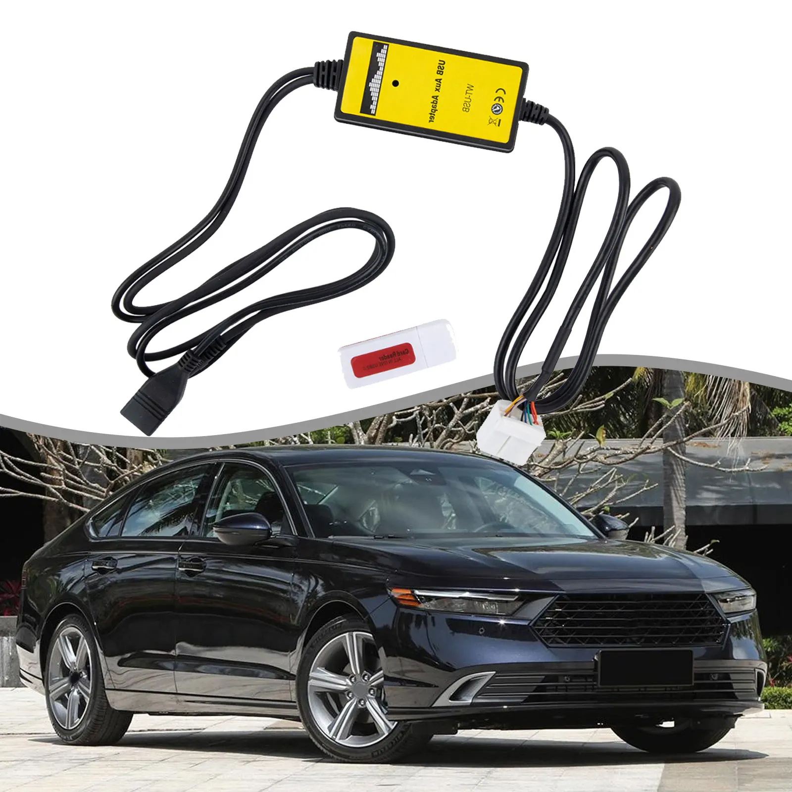 High Quality Brand New High Grade AUX Input MP3 CD USB Cable + Reader 200MA 20HZ-20KHZ As Photo Show Fit For Honda