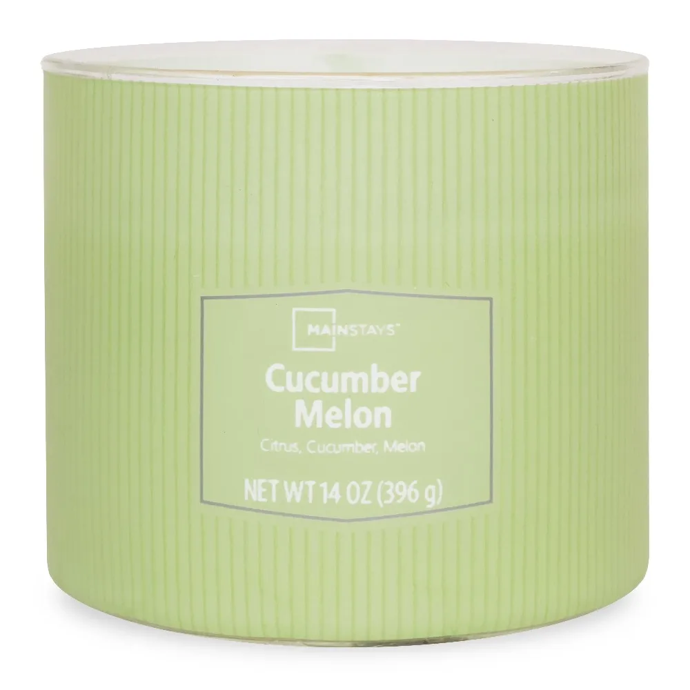 

Mainstays 3-Wick Textured Wrapped Candle, Cucumber Melon, 14oz