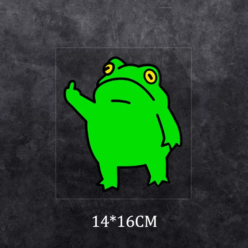 Cute and Funny Little Frog Reflective Stickers Middle Finger Gesture Warning Decals Waterproof Car Body Glass Laptop Sticker