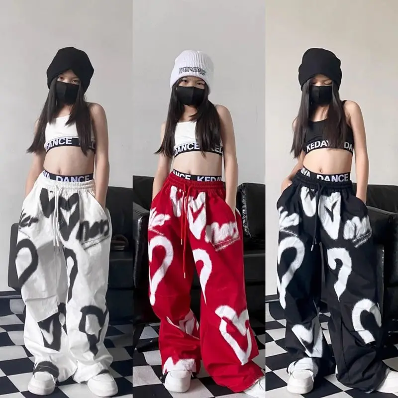

2025 European and American Spring and Autumn New Trendy Cool Women's Love Paratrooper Pants Work Pants Loose Hip Hop Jazz Dance