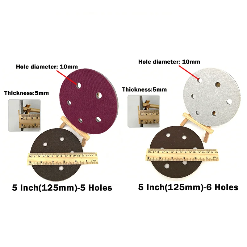 5 Inch 125mm 5/6 Holes Disk Sand Sheets 300-2000 Grit Hook and Loop Sponge Sanding Disc Abrasive Grinding Polishing Tools