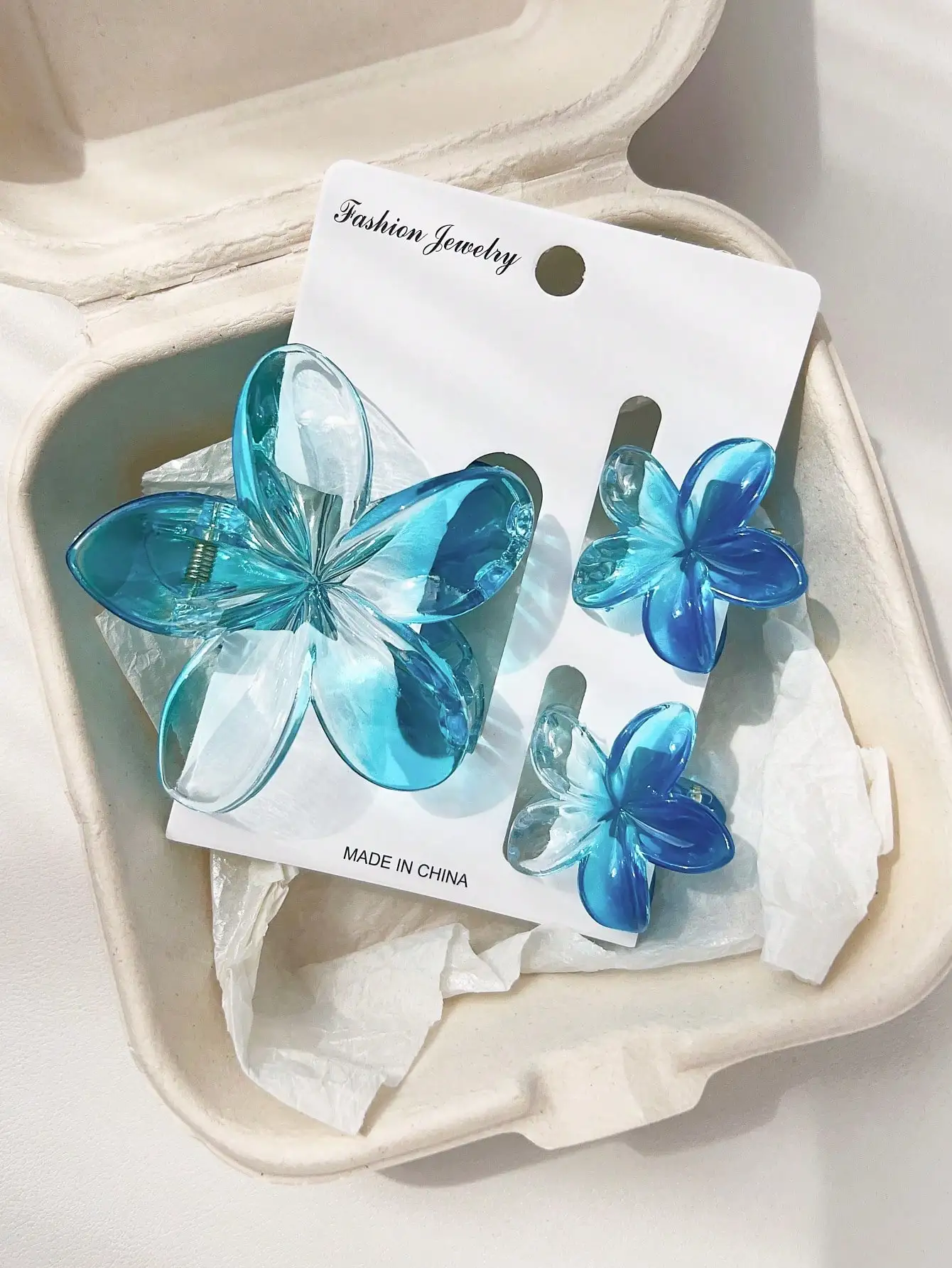 

3pcs/Set Boho Style Ombre Marble Pattern Large & Small Flower Hair Clips, Suitable For Beach Vacation In Spring & Summer Hair Claws Claw Clips Hair Jaw Clip Hair Clamps Hair Clutch Hair Catcher Clip, School Stuff, College Fall Winter Hair Accessories For