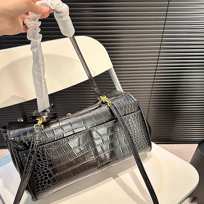 2024 New Women\'s Bags Fashion Retro Casual Versatile Crocodile Pattern Handbag Crossbody Bag Large Capacity Commuting Bag