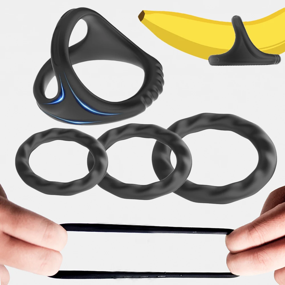 3PCS Cock Rings Penis Enlargement Durable Silicone Penis Ring Sex Toys for Adults Men Male Delay Ejaculation Scrotum Lock Ring