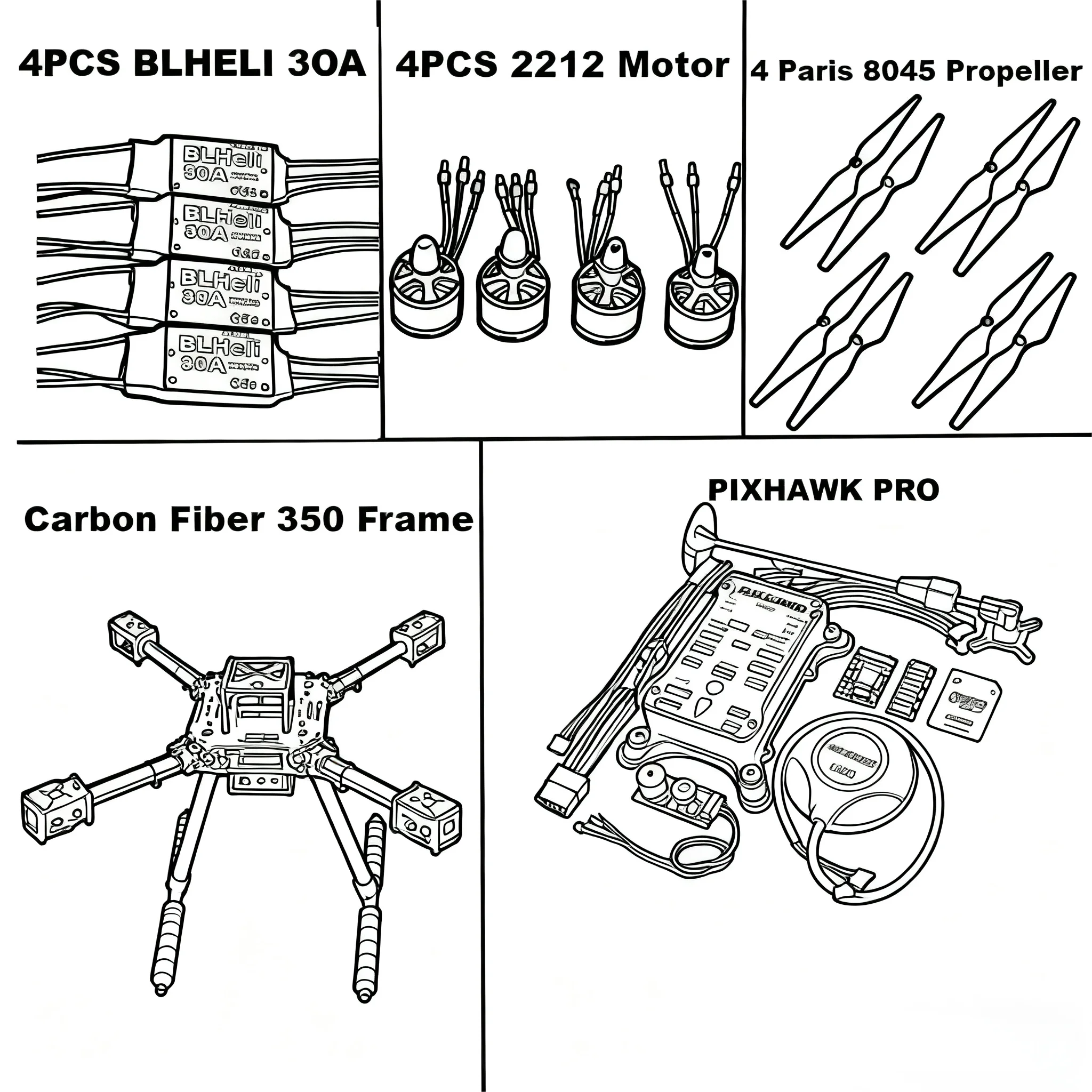 

Rctosky Carbon Fiber350 PIXHAWK PRO M8N/M9N/M10 KitFlight Control Ardupilot Радио Телеметрия Квадрокоптер BLHELI 30A ESC 2212 Двигатель