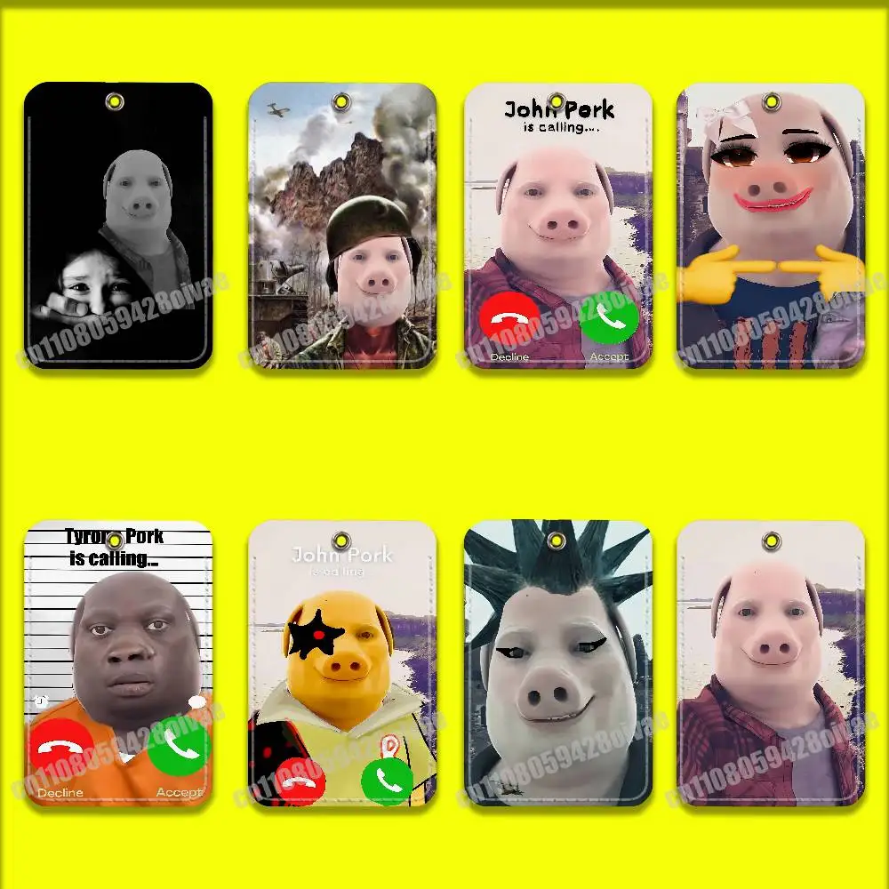 

Tyrone John Pork is Calling Answer Call Card Holder Cover For ID Clips Credit Bank Campus Sleeves Storage Bag Leather Keychain