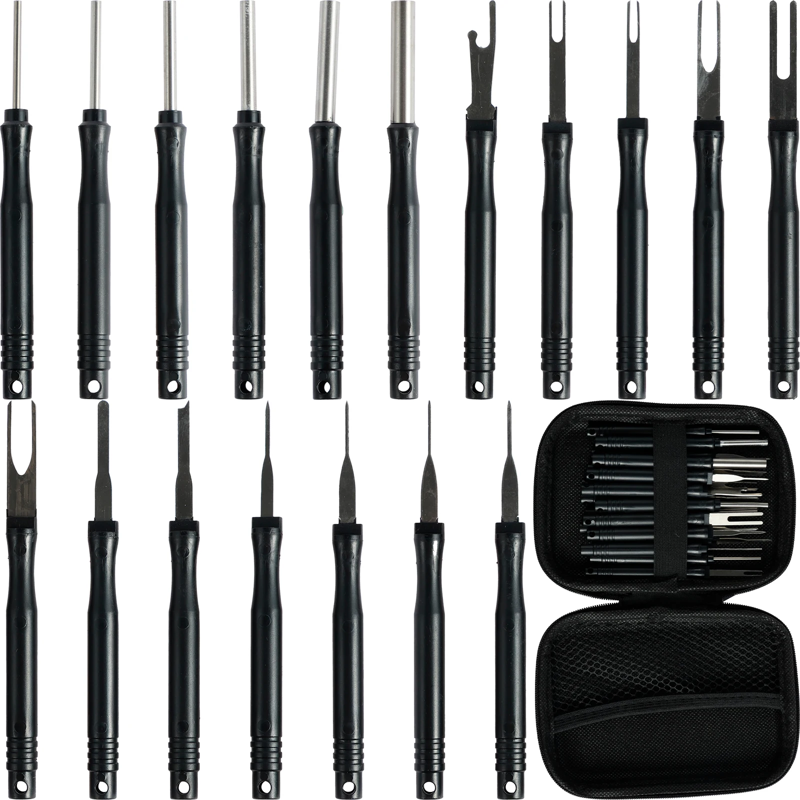 18Pcs Stainless Steel Terminal Removal Tool Kit Car Terminal Pin Retractor Kit for Most Connector Terminal Household Devices