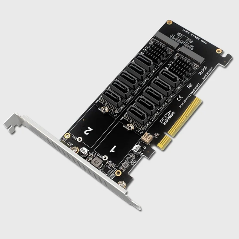 

Карта расширения PCI-E sata Двойная NVME RAID PCI-E X8 Сплит-карта к 10-портовому адаптеру SATA Карта Pcie Чипсет JMB585