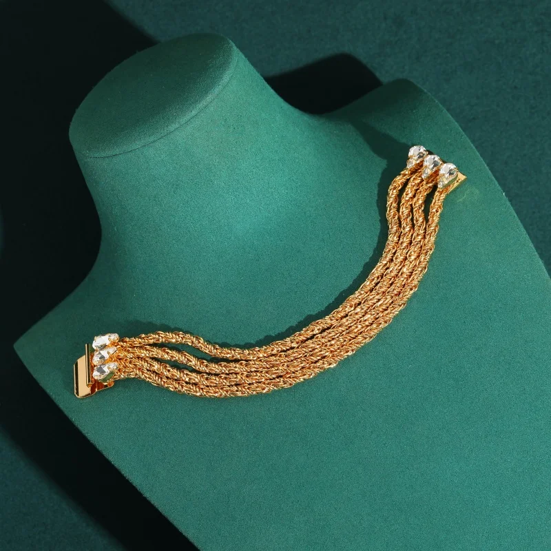 Vintage White Zircon 4 Layer Woven Chain Bracelet Luxury Brands Designer Water Droplet Accessories Jewelry 2026 Gift For Women