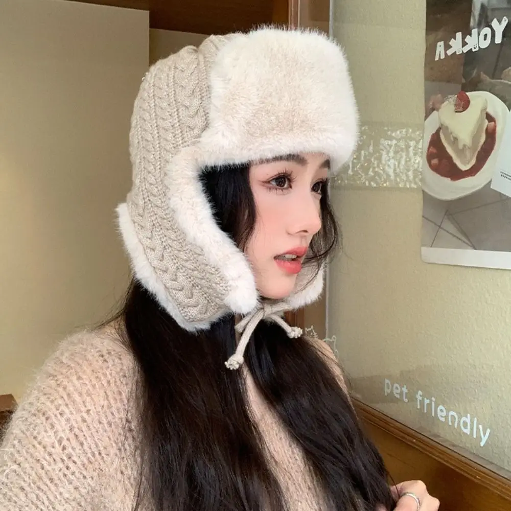 جديد دائم المحمولة عالية الجودة موضة الدفء تمديد سدادات حماية الأذن قبعة محبوك سميكة ليو فنغ قبعة هود كاب