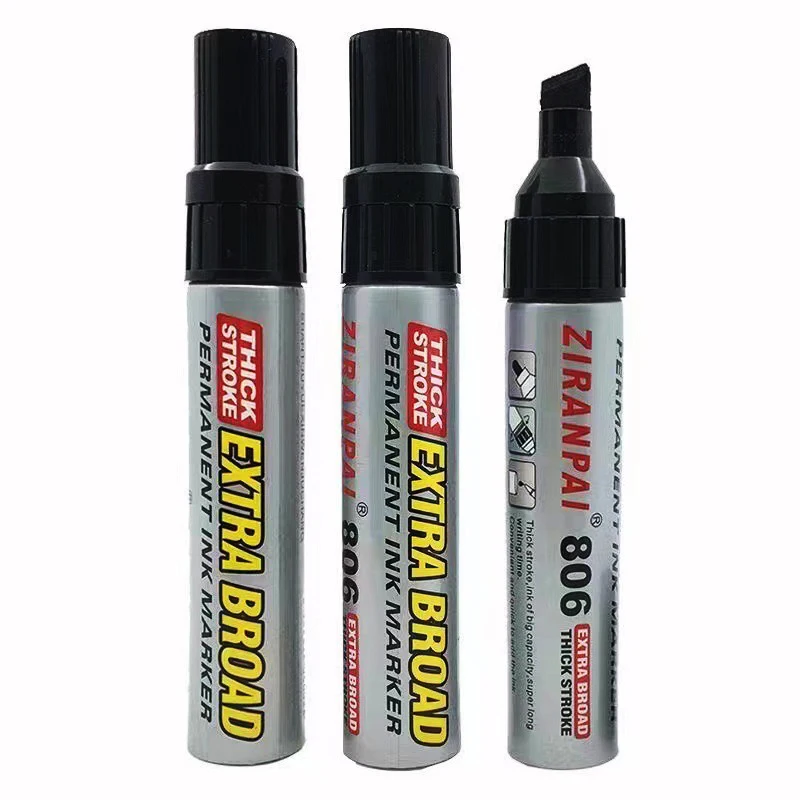 3 Color Large-Capacity Marker 10mm Nib Oil-Based Big-Ended Marker Pen Refillable Waterproof Non-Erasable