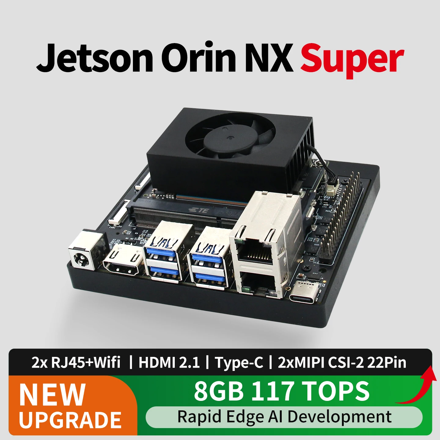 Jetson Orin NX Super Development Kit Board with Dual Ethernet Ports for AI and Edge AI