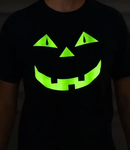 Glow in The Dark Pumpkin Shirt Halloween Jack O'Lantern Costume with Bright Phosphorescent Glow