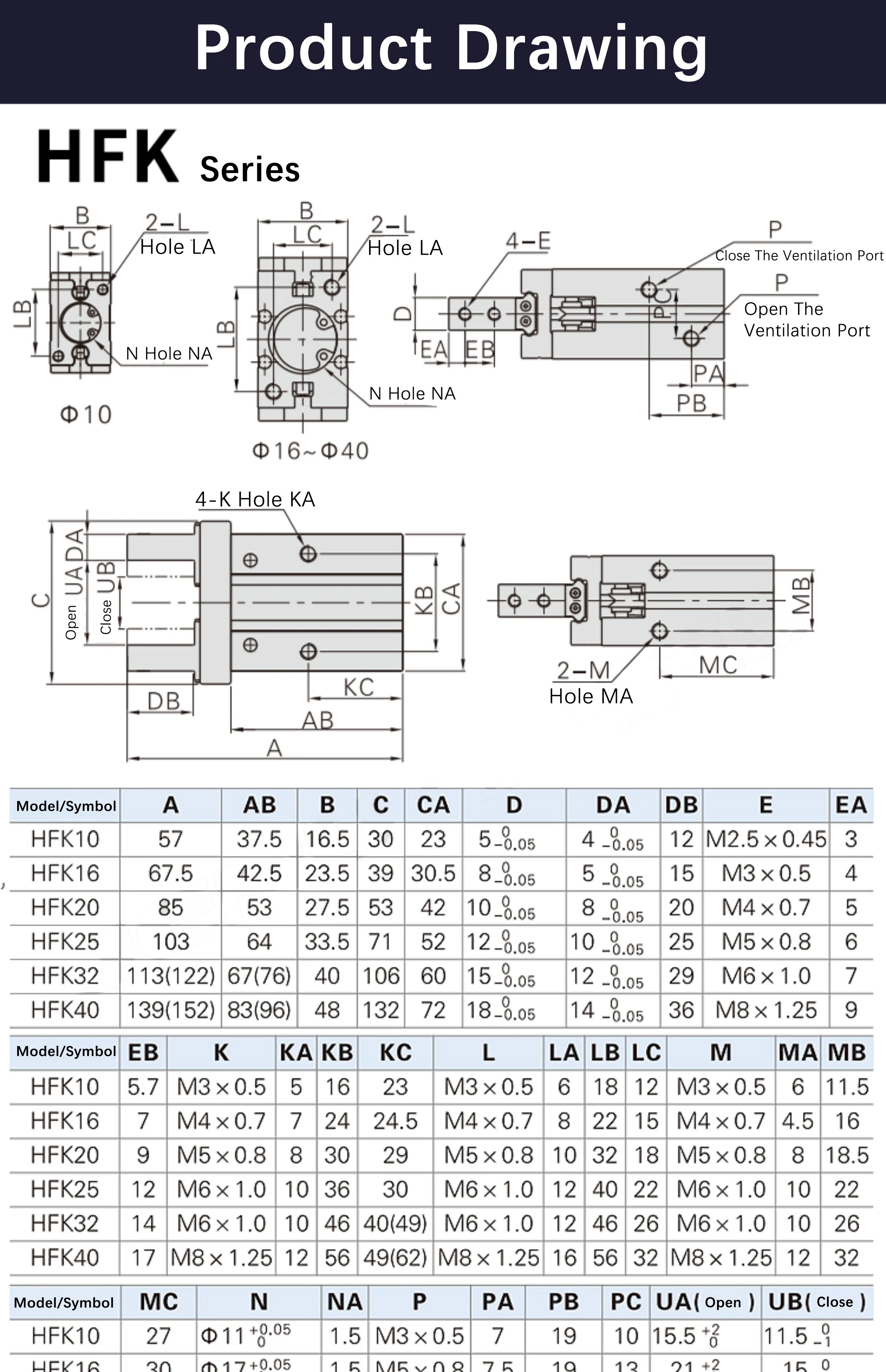 HFK10 HFK16 HFK20 HFK25 HFK32 HFK40 Parallel-Ausführung Pneumatischer Luftgreiferzylinder Doppeltwirkend – Detail 7
