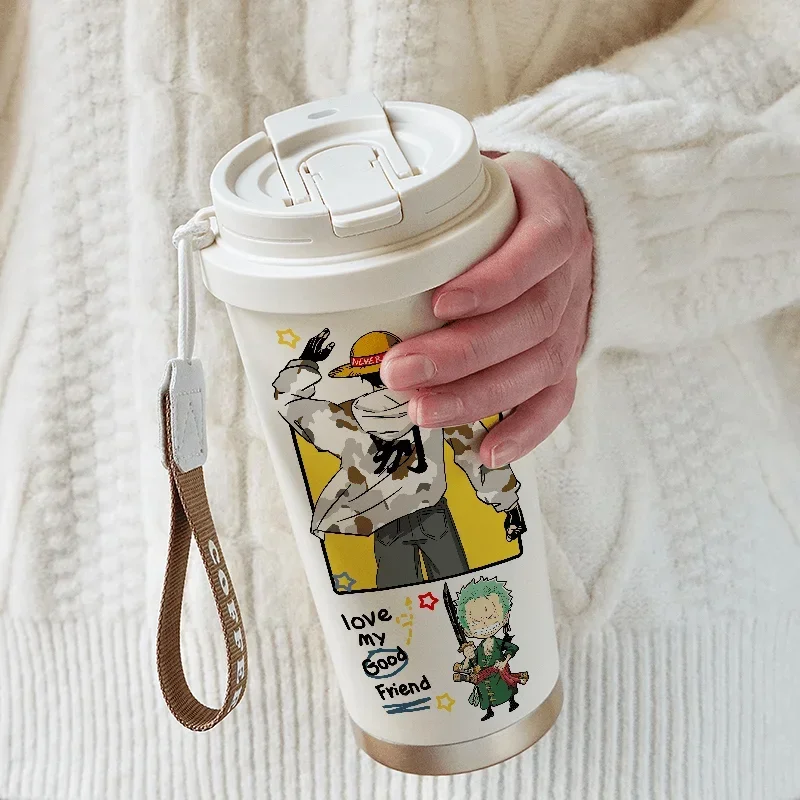 Thermos cup anime One Piece cartoon kawaii high-looking portable large-capacity water cup stainless steel cold coffee cup gift