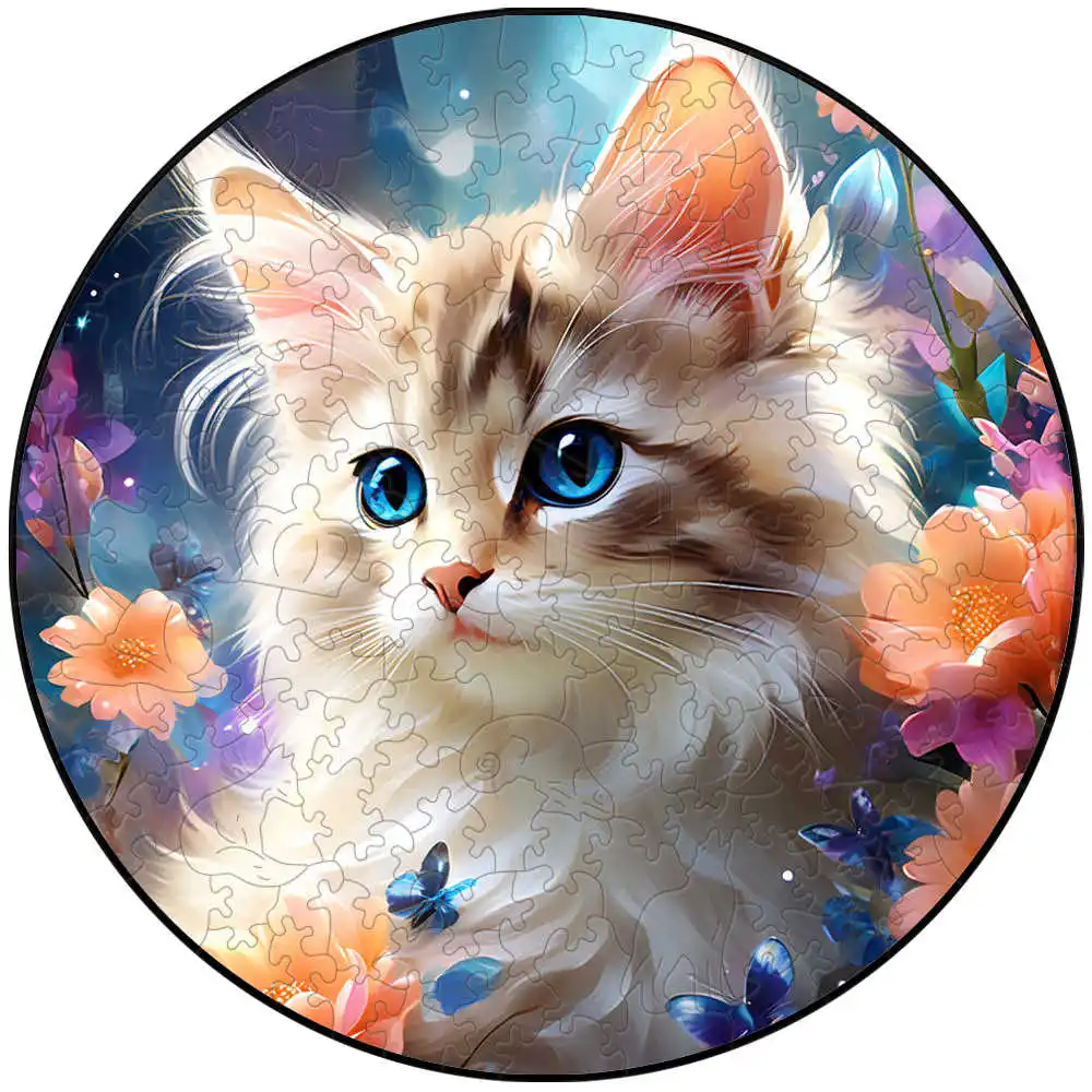 Jeleń drewniane puzzle ze zwierzętami układanka dla dorosłych dzieci tajemniczy kot Puzzle świąteczne prezenty inteligentne gry rodzinne drewniane układanki