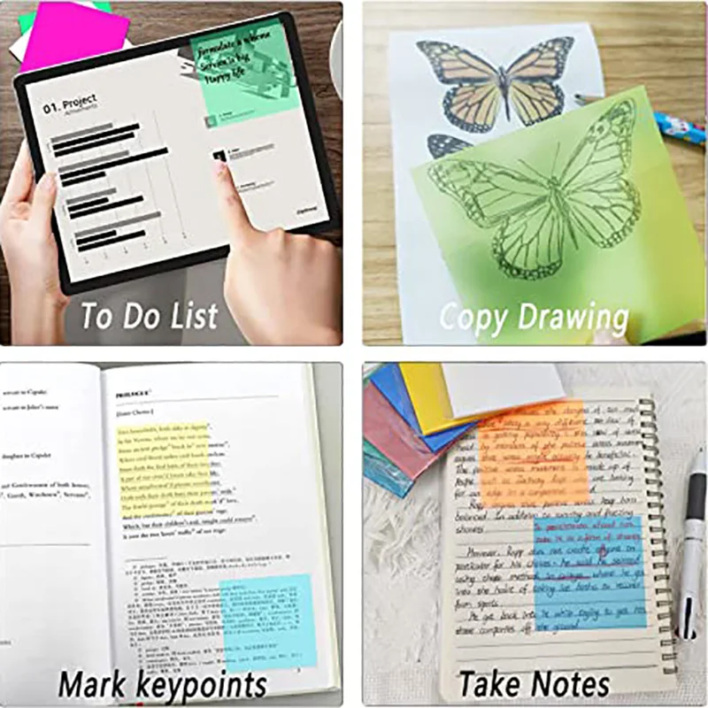 50 Sheets Creative Transparent PET Memo Pad Posted It Sticky Notes Planner Sticker Notepad School Supplies Students Stationery