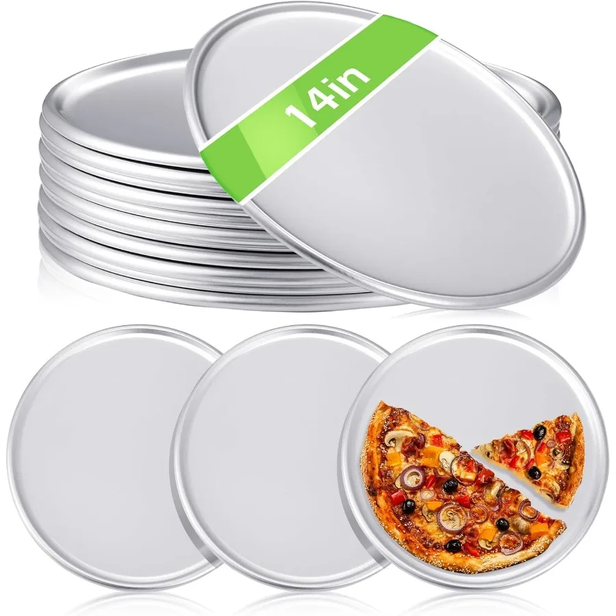 

12 Pieces Pizza Pan Bulk Restaurant Aluminum Pizza Pan Set Round Pie Cake Plate Rust Free Cake Tray for Oven Baking Home Kitche