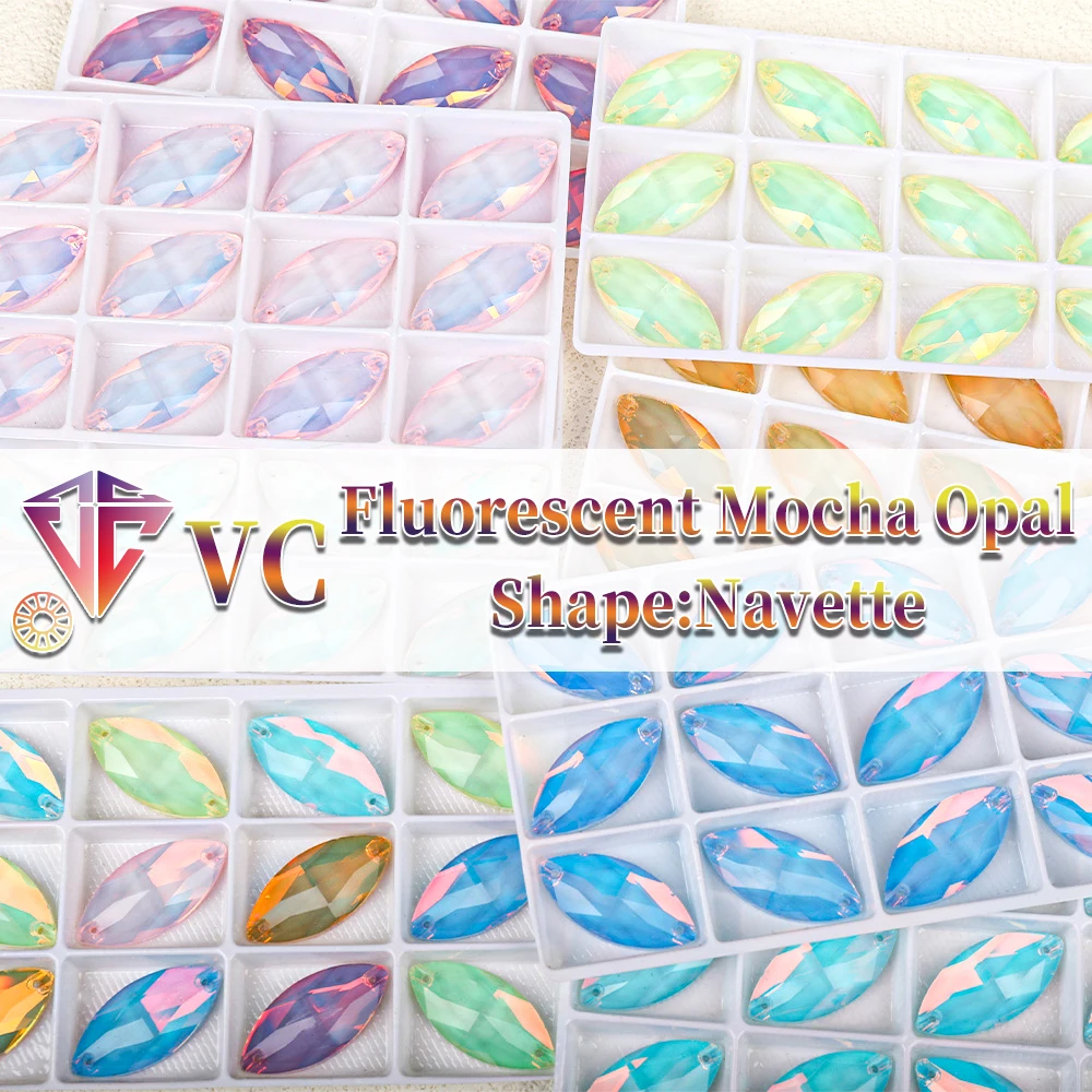 VC Mocha Opal Fluorescent Navette Sew on Rhinestone Glass Diamond DIY clothing accessories  handmade products