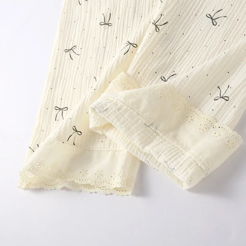 2026 Neues Frühlings- und Herbst-Damen-Pyjama-Set aus 100% Baumwolle, süßes und niedliches zweiteiliges Hausbekleidungs-Set mit Rundhals-Hoodie und Spitze – Detail 14