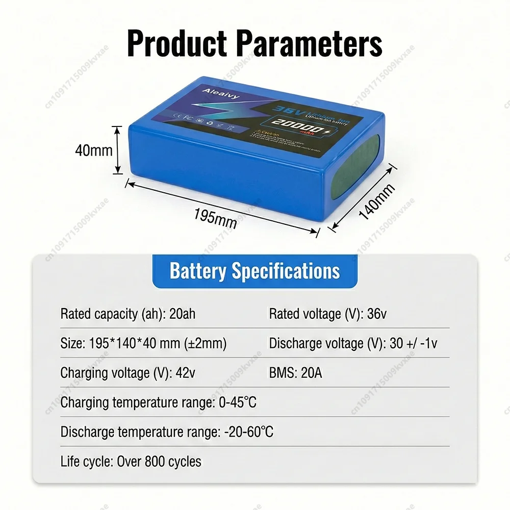 36V 20Ah Lithium Battery 10S4P 18650 Pack For Electric Scooter Balance Bike 350W 500W Motor High Capacity Rechargeable With BMS view 4