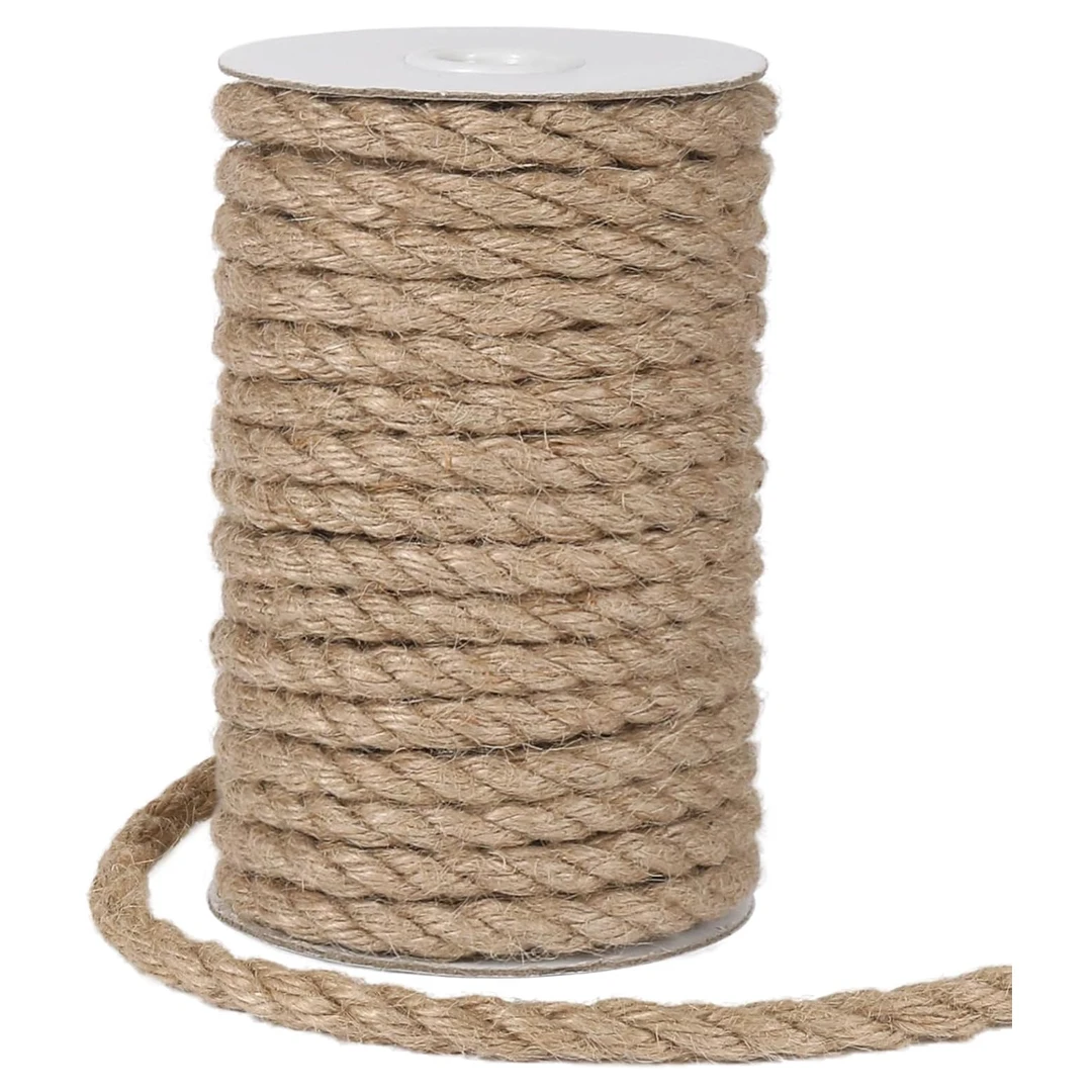Corde en jute 8MM/10mm 10M, corde épaisse et résistante pour projets d'artisanat, jardinage, emballage, griffoir pour chat, décoration d'arbre, décoration de Noël