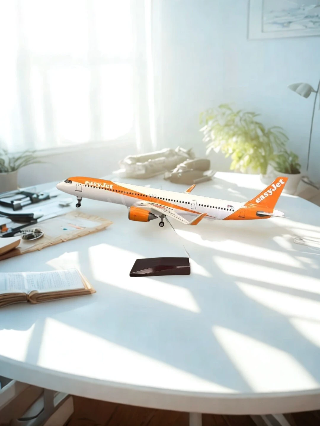 

47CM Scale Model Planes A321 Easyjet Airlines Light With Wheel Landing Gear Resin Die-cast Airplane Home Decoration Luxury