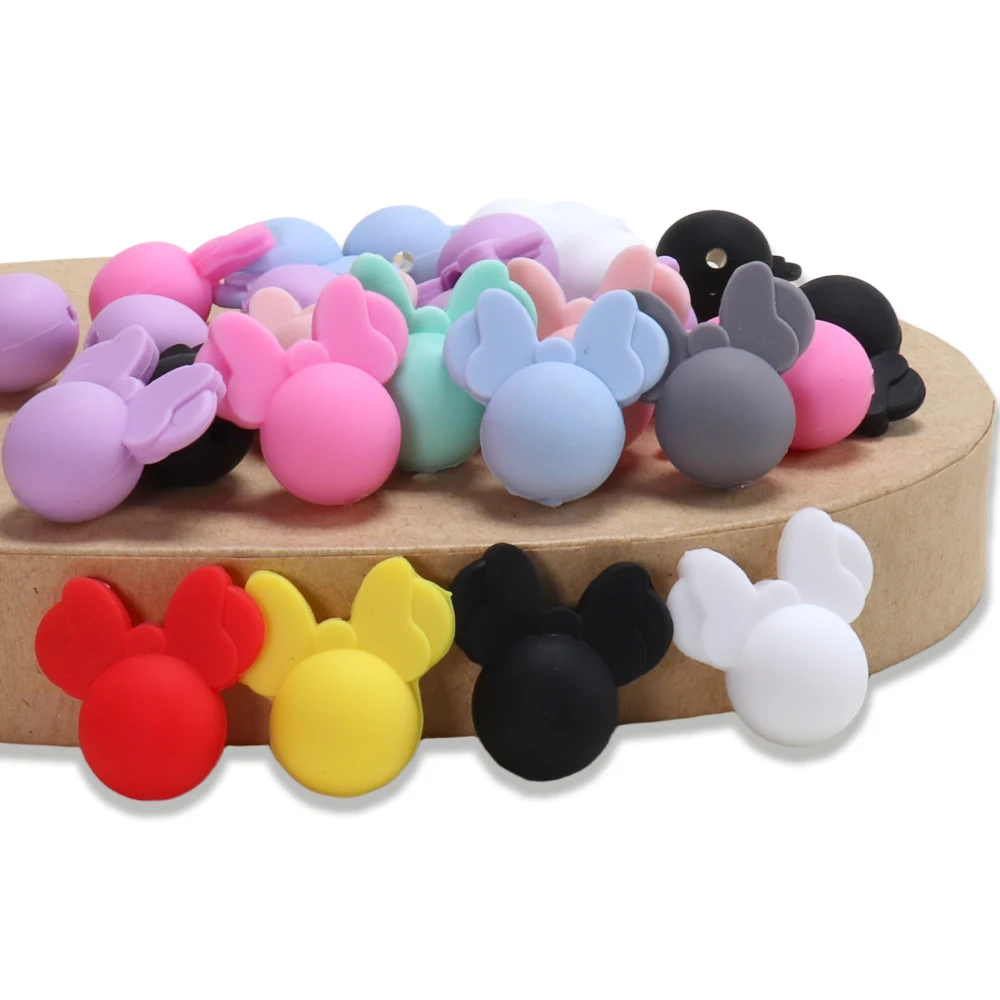 12 قطعة الخرز سيليكون الماوس DIY بها بنفسك القلم سلسلة المفاتيح الزخرفية صنع المجوهرات مزيج عشوائي اللون الخرز كيرينغ المواد حبة لوازم