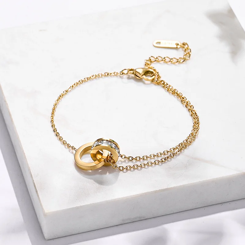 Classic Roman Numeral Crystal Titanium Steel Bracelet For Women Gold Silver Color Office Fashion Wedding Party Jewelry Gift