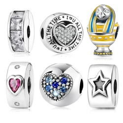 2019 Fashion Charms Round Clips Lock Beads Real 925 Sterling Silver Bead Fit Original JIUHAO Bracelet Bangles Jewelry Making