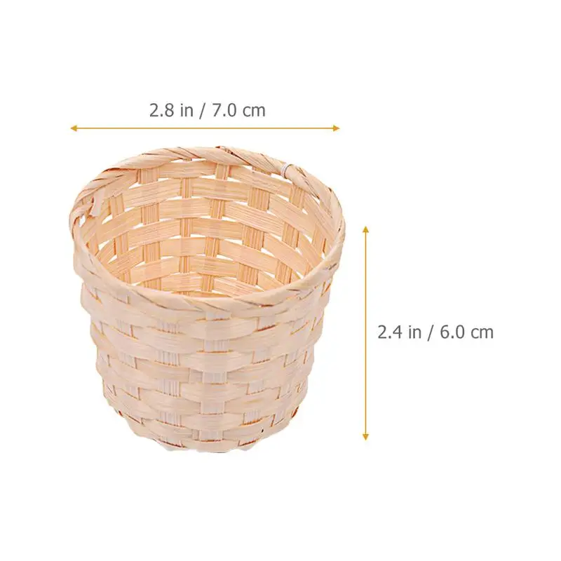 4pcs Small Woven Baskets Portable Desktop Baskets Decorative Flower Arrangements Basket Bamboo Wood Woven Basket Storage Basket