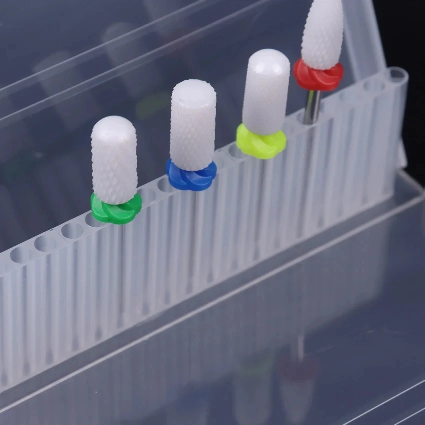 1Pcs 20/30 Holes Plastic Transparent Nail Drill Bit Brush Storage Box Display Box Nail Accessories Nail Enhancement Tools