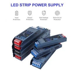 12V 24V zasilacz LED AC do transformator DC 60W 100W 200W 300W 400W 500W konwerter Super cienkie dla LED Strip Light LED Driver