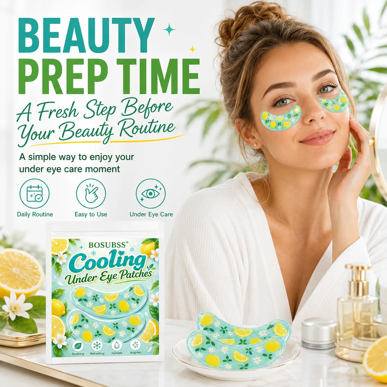 10Pcs Lemon Gel Under Eye Patches Cooling Hydrate Refreshing Eye Mask Pads Home SPA Daily Face Beauty Skin Care Patches